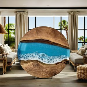 Mesa de Comedor/Cafetería de Lujo Moderna Hecha a Mano con Resina y Madera de Acacia, Impermeable, para Sala de Estar, Regalo de Jubilación, Boda, Aniversario, Condolencias - Product Image 2