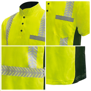 Hi Vis Reflective Short Sleeve Work Shirt Men's Safety <b>Polo</b> Yellow <b>Orange</b> Quick Dry Woven Polyester Casual Style - Product Image 6