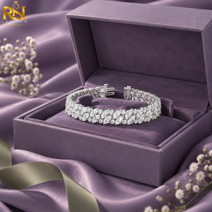 Pulsera de tenis con diamantes de laboratorio redondos y marquise en alternancia |   Anillo de Oro Macizo con Diseño Floral de Enredadera 9K 14K 18K Joyería Fina de Lujo - Product Image 4
