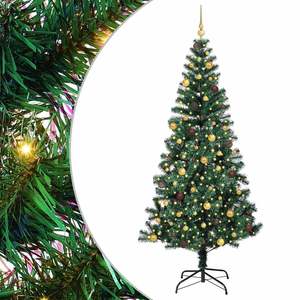 Albero di Natale Artificiale Verde Pre-Illuminato da 239,7 cm con Struttura in PVC e Metallo - Product Image 2