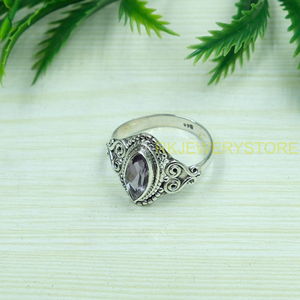 Natural Amethyst 925 Sterling Silver Handmade Vintage Filigree <b>Ring</b> Marquise Cut Purple Gemstone <b>Statement</b> <b>Ring</b> for Women Mom - Product Image 3