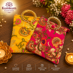 Bolsas de Regalo para Fiestas de Boda Indias, Bolsas Bordadas con Patrones Étnicos Vintage, Bolsas para Diwali, Festividades, Inauguración de Casas, Pooja - Product Image 1