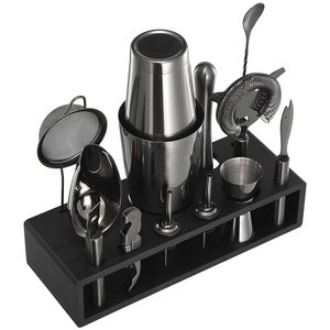 Set da Cocktail 13 Pezzi in Acciaio Inox con Supporto in Bambù, Kit da Barman Boston con Miscelatore, Cucchiaio, Muddler e Jigger per Martini - Product Image 1