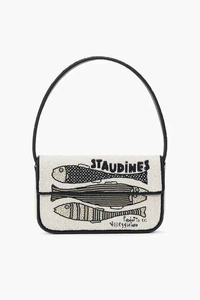 Sac à bandoulière fait main blanc perlé avec broderie Caviar Tin et perles de verre, pochette de soirée pour femme, motif alimentaire, sacoche bandoulière - Product Image 3