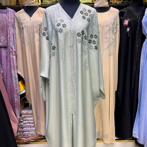 Best Selling Umbrella Abaya Modest Dubai Beaded Sequined <b>Long</b> Sleeve Muslim Traditional Handmade Wedding Women Breathable V Neck - Product Image 1