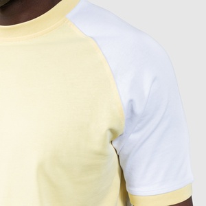 Camiseta de Manga Corta para Hombre, Cuello Redondo, Corte Regular, Color Amarillo y Blanco, Estilo Raglán, Algodón Jersey, Color Sólido, Informal, Superventas - Product Image 5