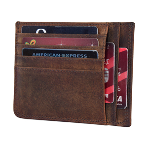 Mens Genuine Leather <b>Wallet</b> Slim Bifold Credit Card Holder Multi Slot <b>RFID</b> <b>Blocking</b> Minimalist Pocket Organizer Brown Daily Use - Product Image 2
