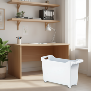 Carrello portaoggetti 50x40x30cm in plastica bianca con maniglie per uso domestico e ufficio, 6 unità - Product Image 3