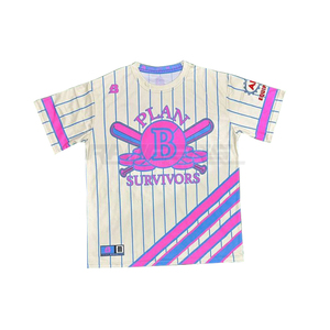 เสื้อเบสบอลแบบซับลิเมชั่น ลายทาง แขนสั้น ยูนิเซ็กซ์ รับผลิตตามสั่ง (OEM) ขายส่ง คอกลม แห้งเร็ว เสื้อกีฬาสำหรับมืออาชีพ - Product Image 1