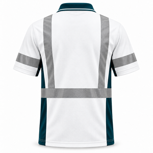 Camiseta Polo Reflectante de Talla Personalizada para Hombre, Manga Corta, Ropa de Trabajo, Franjas Plateadas de Seguridad, Bolsillo en el Pecho, Uniforme de Contratista, Camisa de Dos Tonos - Product Image 2