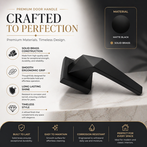 Premium Brass Mortise Door <b>Handle</b> Angular Design | Modern Luxury Doors Hardware in Antique Graphite Black Z-Black PVD Gold - Product Image 4