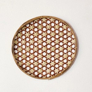 Open-weave wall art decor natural woven bamboo flat <b>basket</b> <b>tray</b> wholesale supply handcrafted <b>trays</b> - Product Image 1