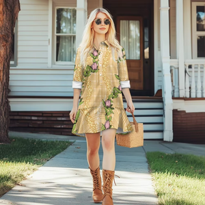 Vestido Camisero Hawaiano Personalizado con Diseño de Puakenikeni, Manga Larga, para Mujer, Estilo Casual para Vacaciones - Product Image 4