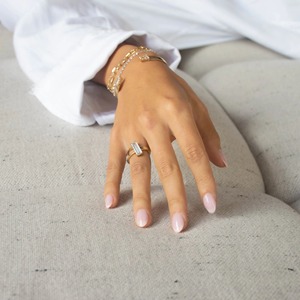 <b>Long</b> Baguette V 14K Solid Gold Pear Cut Diamond Engagement Wedding Anniversary Ring - Product Image 6