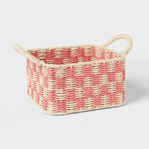 New Arrival Paper Rope <b>Storage</b> <b>Basket</b> Woven Rectangle Organizer <b>Basket</b> Decorative Laundry <b>Basket</b> Nursery <b>Toy</b> <b>Storage</b> Bin - Product Image 1