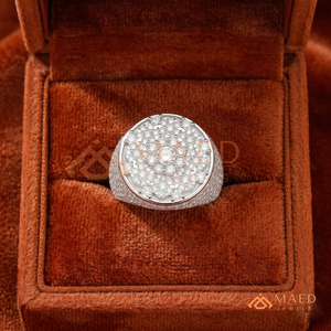 แหวนเหรียญทรงกลมประดับเพชรหรูหรา - แหวนเงินแท้ 925 สไตล์ฮิปฮอปประดับเพชรสำหรับผู้ชาย เครื่องประดับเพชรแล็บ - Product Image 1