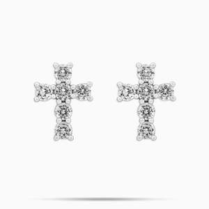 Pendientes de Cruz Pequeños Estilo Hip Hop con Incrustaciones de Moissanita VVS en Plata 925, Venta al por Mayor - Product Image 1
