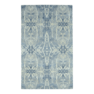 Alfombra de Área de Seda y Lana Anudada a Mano, Alfombra Azul Abstracta de Lujo para Decoración Moderna de Sala de Estar - Product Image 2