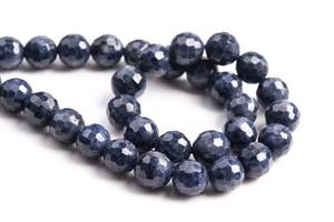 Cuentas de zafiro natural genuino, color azul profundo, microfacetadas, redondas, sueltas, para la fabricación de joyas y pulseras. - Product Image 2
