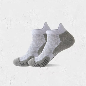 Ankle <b>Socks</b> For <b>Running</b> Breathable Knitted Geometric Pattern Black With Yellow Accents Adult Summer Sports <b>Socks</b> - Product Image 2
