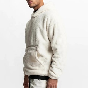 Sweat-shirt à capuche en sherpa brodé pour homme, manches longues, pull tendance, fourrure moelleuse, polaire personnalisable, hiver - Product Image 3