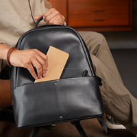 Sac à dos en cuir véritable personnalisé, sac de voyage minimaliste pour ordinateur portable, sac à dos de bureau et scolaire