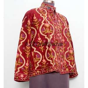 Chaqueta Acolchada con Botones y Bordado Floral, Forro de Algodón a Rayas, Hecha a Mano, para Invierno y Otoño, de Secado Rápido, Ecológica y Transpirable - Product Image 4