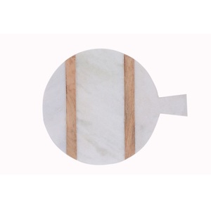 Planche à découper carrée en marbre blanc de luxe, plateau de service décoratif pour charcuterie et fromages, planche à découper de cuisine pour la maison - Product Image 4