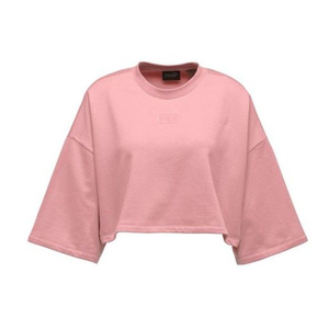 Top Corto Rosa para Mujer, Cuello Redondo, Manga Corta, Corte Regular, Color Sólido, Tejido de Algodón Lavado, Transpirable, Secado Rápido, para Actividades al Aire Libre - Product Image 1