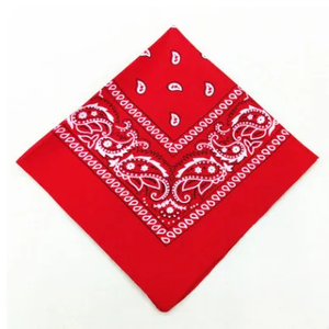 <b>Black</b> Cotton Bandana Square <b>Scarf</b> Silk Screen Printed White Paisley Breathable Multifunctional Casual Style Four Seasons Use - Product Image 3