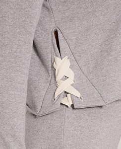 <b>Women</b> Tracksuit Hooded Sweatshirt <b>Long</b> Sleeve Crop <b>Top</b> With Lace-Up Side Pants Set Casual Solid Gray Jogger Outfit - Product Image 6