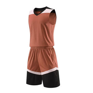 Unisex Basketball Jersey Set Sleeveless V-Neck Color Blocked Moisture Wicking Polyester Athletic Wear All Seasons - Product Image 2