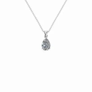 Collier pendentif solitaire en diamant taille poire Forever en or blanc 18 carats pour femme, idéal pour fiançailles, mariage et soirées - Product Image 1