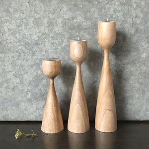 Porte-bougie en bois créatif, décoration élégante faite à la main pour tables basses, chambres et arrangements d'intérieur modernes - Product Image 1