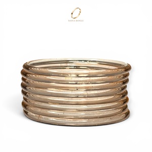 Everyday Wear Fashion Premium Jelly Peach Kashmiri <b>Glass</b> <b>Bangles</b> Set Trendy Wedding & Party Indian Jewelry at Wholesale Price - Product Image 3