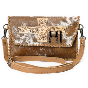 Handmade Cowhide Leather Crossbody Sling Bag Adjustable Strap Boho Western Shoulder Purse for Women - Product Image 1