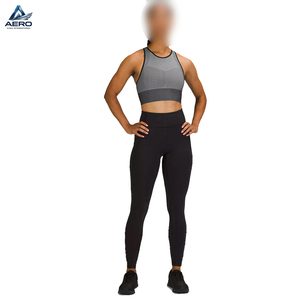 Ropa de yoga ecológica de color gris, el mejor proveedor, servicio OEM, ropa deportiva para gimnasio, sujetador de compresión de nailon y spandex. - Product Image 1