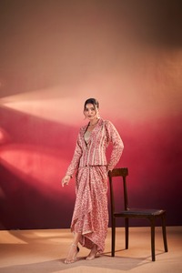 Sari indio de diseño elegante para fiestas, con estampado digital en la parte superior e inferior, para todas las ocasiones y funciones especiales para mujeres. - Product Image 6