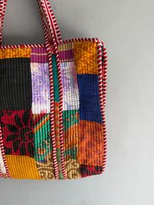 Bohemian <b>Patchwork</b> Corduroy Tote <b>Bag</b> With Soft Handle Open Top Daily Use For Women <b>Bag</b> for Girls Kids gift for her - Product Image 3