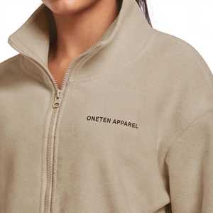 Sudadera Unisex Oneten Apparel, Color Beige, Poliéster Sólido, Logotipo Frontal, Forro Polar de Invierno, Cierre Completo, Cuello Alto, Corte Holgado, 220g - Product Image 6