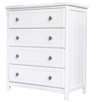 Commode en bois à 4 tiroirs de style européen – Commode spacieuse en Radiata et MDF avec poignées robustes en alliage, blanc/noir