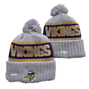 Gorro de Punto Personalizado 100% Acrílico con Logotipo Bordado Jacquard de Club Deportivo de Fútbol, Diseño de Personajes con Pompones - Product Image 3