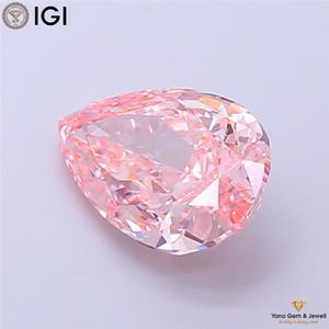 เพชร CVD ที่ได้รับการรับรองจาก IGI น้ำหนัก 2.00 กะรัต รูปทรงลูกแพร์ สีชมพูสดใสแฟนซี ความสะอาดระดับ VVS2 สำหรับออกแบบจี้ตามสั่ง - Product Image 4