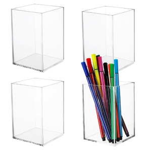 Transparent Acrylic Pen <b>Case</b> <b>Lipstick</b> Holder Desktop Pencil Cup Stationery Organizer for Office Desktop Acrylic Pen Holder - Product Image 3