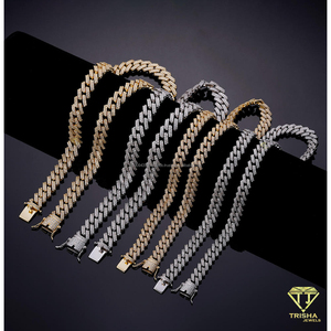 Chaîne cubaine en argent sterling 925 de qualité supérieure avec diamants Moissanite, collier serti de pierres pour bijoux hip-hop de luxe, vente en gros - Product Image 6