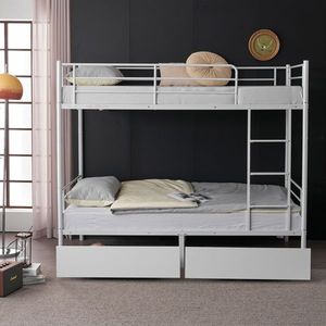 White Twin Over Twin Convertible Bunk Bed with 2 Storage Drawers Metal Bed Can Be Divided Into Two Daybeds - Product Image 4