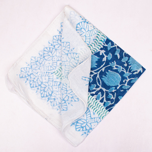 Bandana carré en coton bleu à motif floral style western, respirant, décontracté, pour l'hiver, le printemps et l'été, respectueux de la peau - Product Image 5