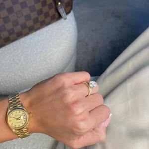 Anillo de Compromiso Solitario con Diamante Cultivado en Laboratorio de Corte Ovalado de 3.2 Quilates _ Anillo de Bodas Sencillo a Juego _ Oro Amarillo de 14k - Product Image 1