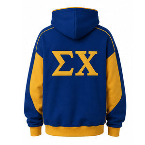 เสื้อฮู้ด Sigma Chi สำหรับผู้ชาย สีน้ำเงินพิมพ์ลายตัวอักษรสีทอง แขนเสื้อแบบปกติ ผ้าฟลีซลำลอง มีกระเป๋า เป็นมิตรกับสิ่งแวดล้อม เหมาะสำหรับใส่ในฤดูหนาว - Product Image 6