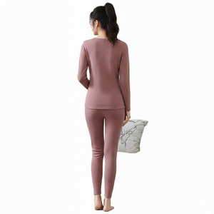 Conjunto de Ropa Interior Térmica para Mujer, Pantalones y Camiseta Larga, Gruesa, Transpirable, de Poliéster, para Invierno, Venta al Por Mayor - Product Image 2
